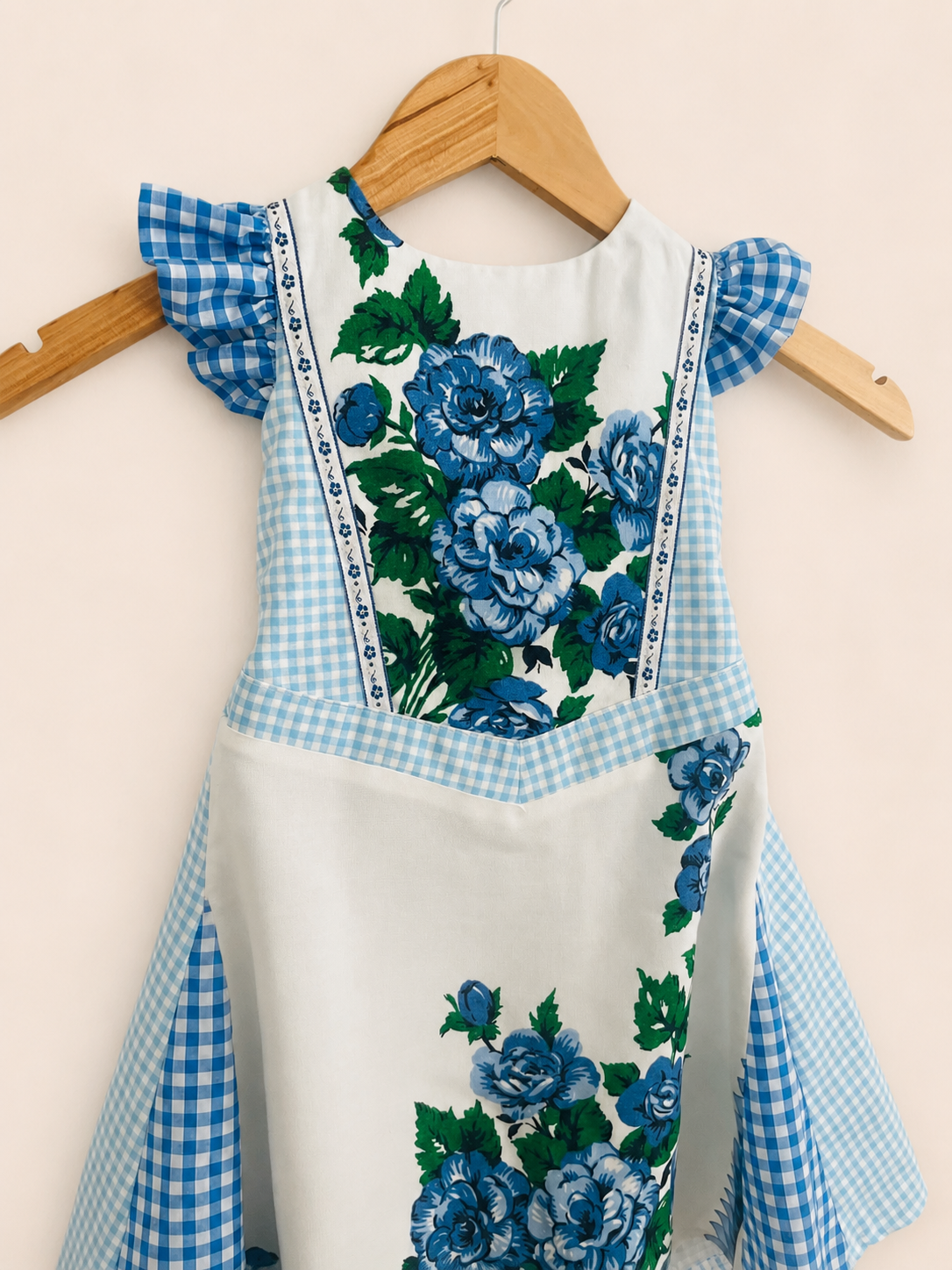 Dorothy Dress - 4-5 Years - Blue Gingham & Floral Dress